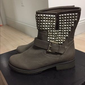 Taupe Studded Buckled Boot - BRAND NEW